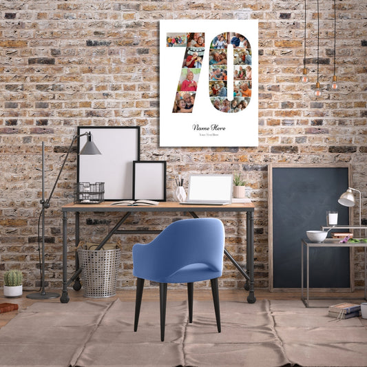 Personalised Number Photo Collage on Canvas - 70th BIRTHDAY