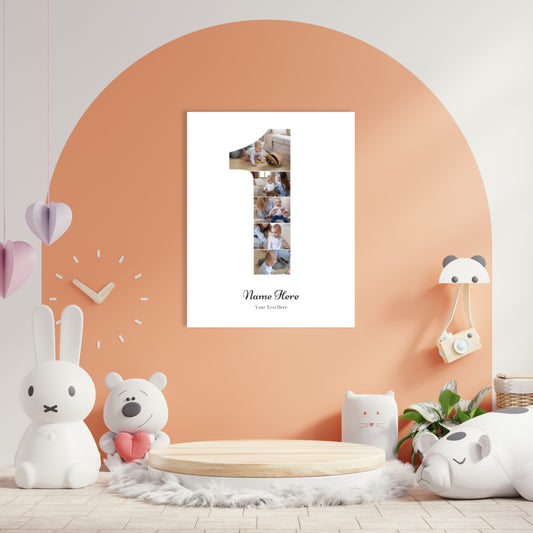 Personalised Number Photo Collage on Canvas  - 1st BIRTHDAY