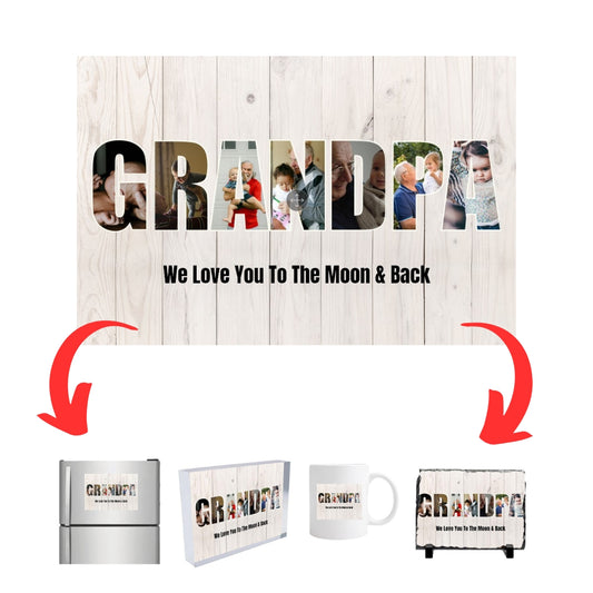GRANDPA Photo Collage on SQUARE Acrylic, Slate, Mug or Magnet (7 Photos)