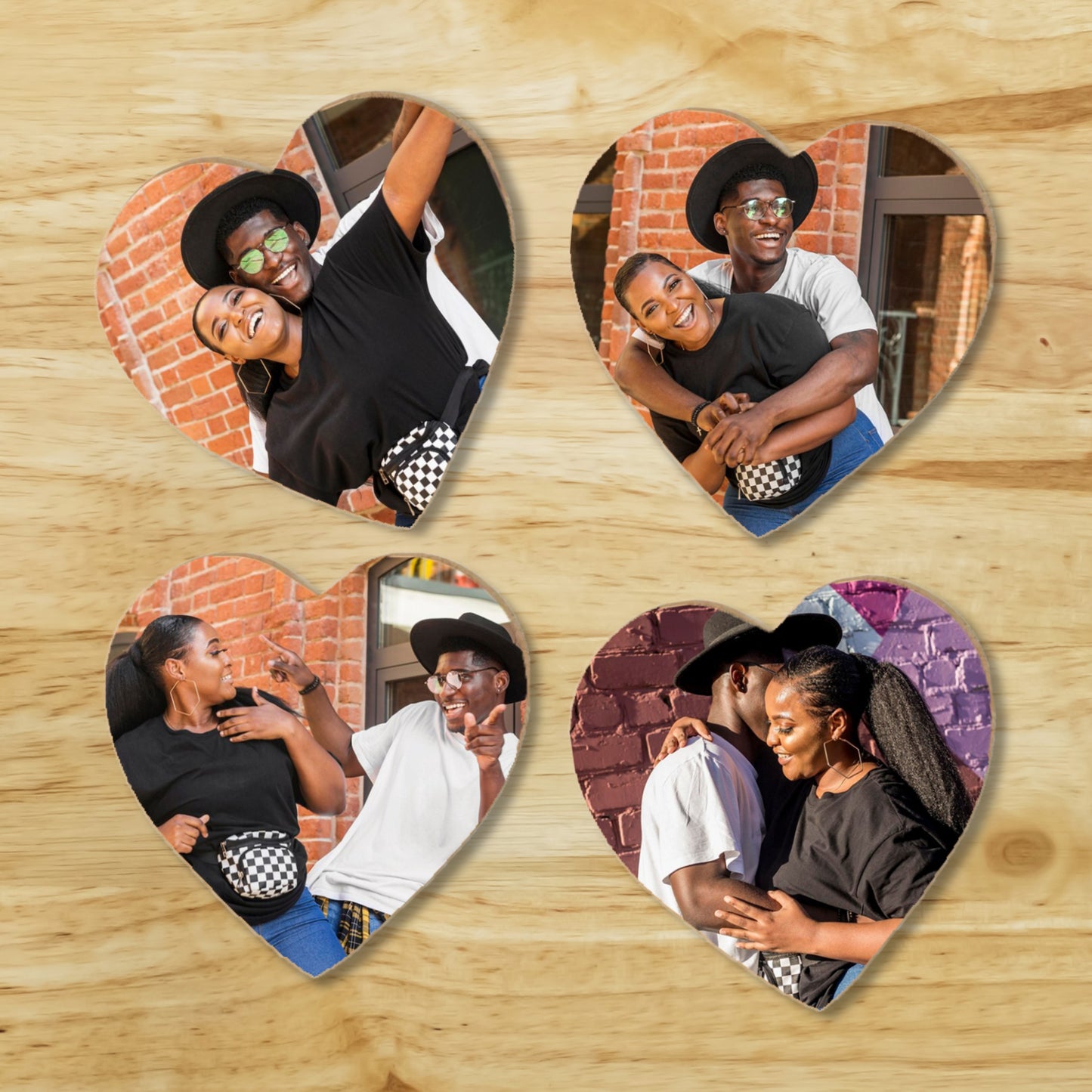 Personalized Coasters - Heart-shaped Wooden (MDF) Sets with Premium Cork Base