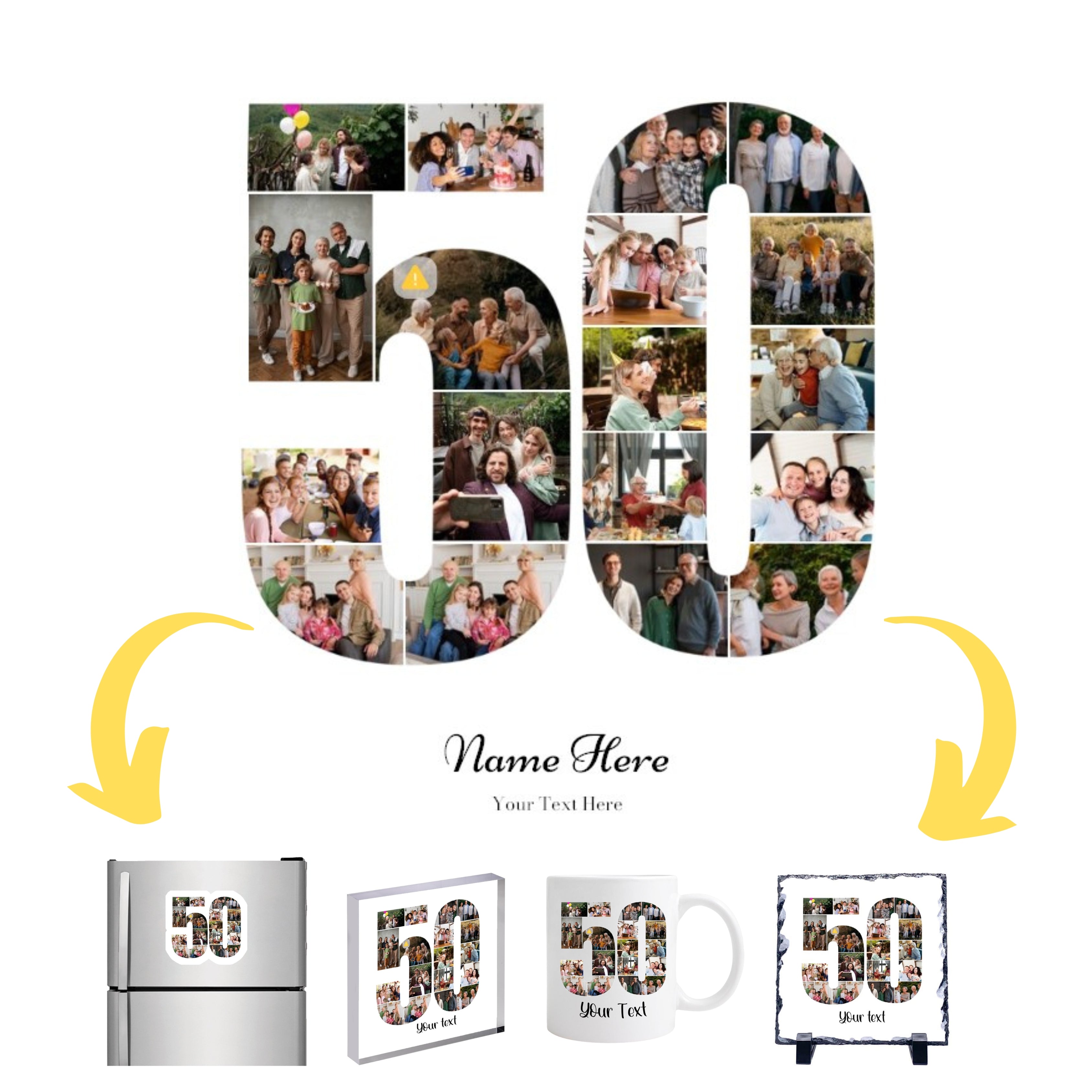 Personalised Number Photo Collage on Acrylic, Slate, Mug or Magnet (18 ...
