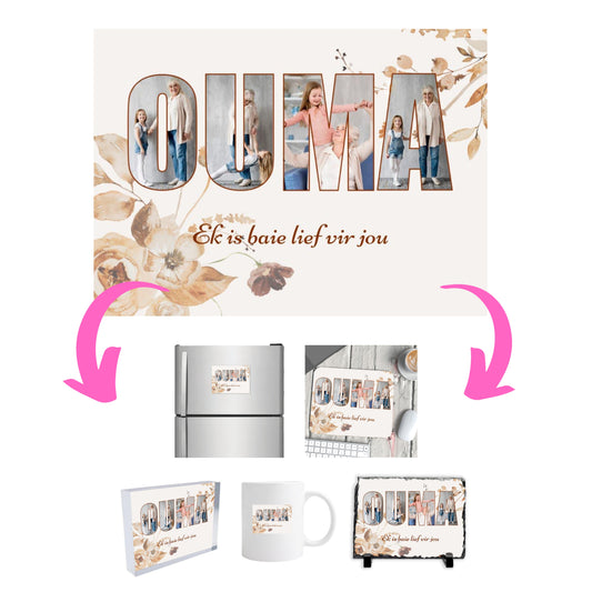 Ouma Photo Collage on Acrylic, Mouse pad, Slate, Mug or Magnet