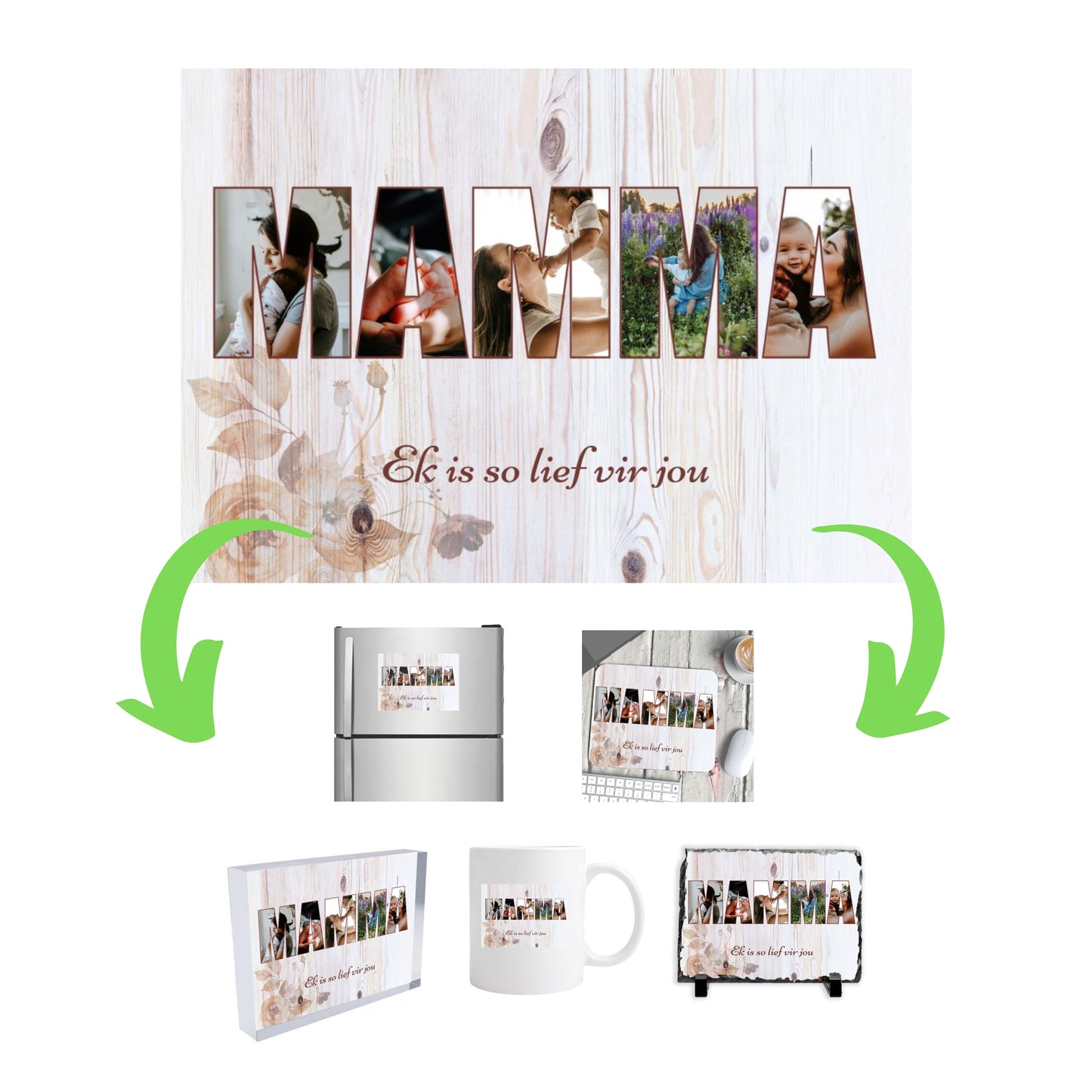 Mamma Photo Collage on Acrylic, Mouse pad, Slate, Mug or Magnet