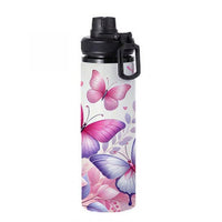 Butterflies - Soft Pink Design on Tumbler, Can, Flask, or Water bottle