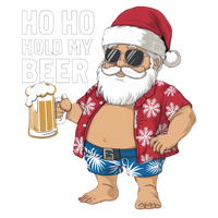 Ho Ho Hold My Beer Christmas Men's Black T-Shirt (round neck) - Printed