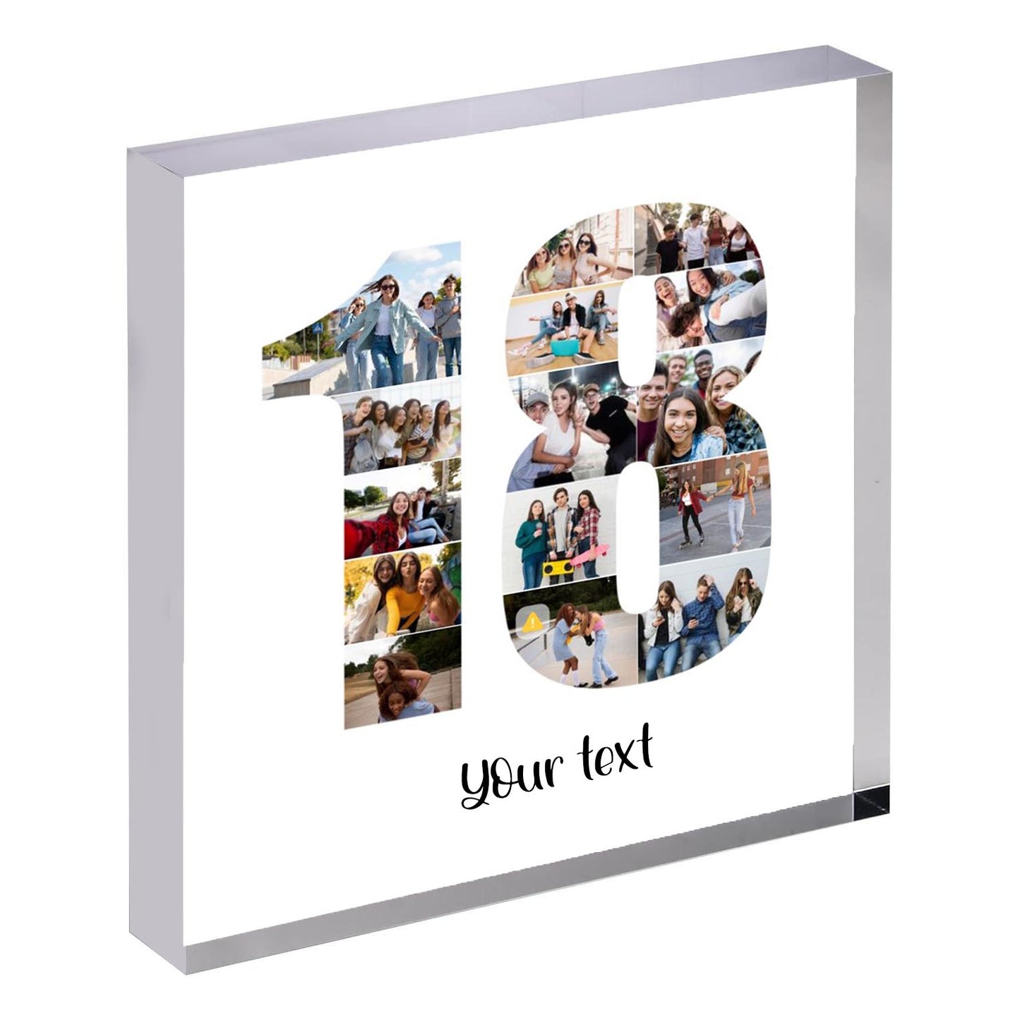 Personalised Number Photo Collage on Acrylic, Slate, Mug or Magnet (15 Photos) 18th BIRTHDAY