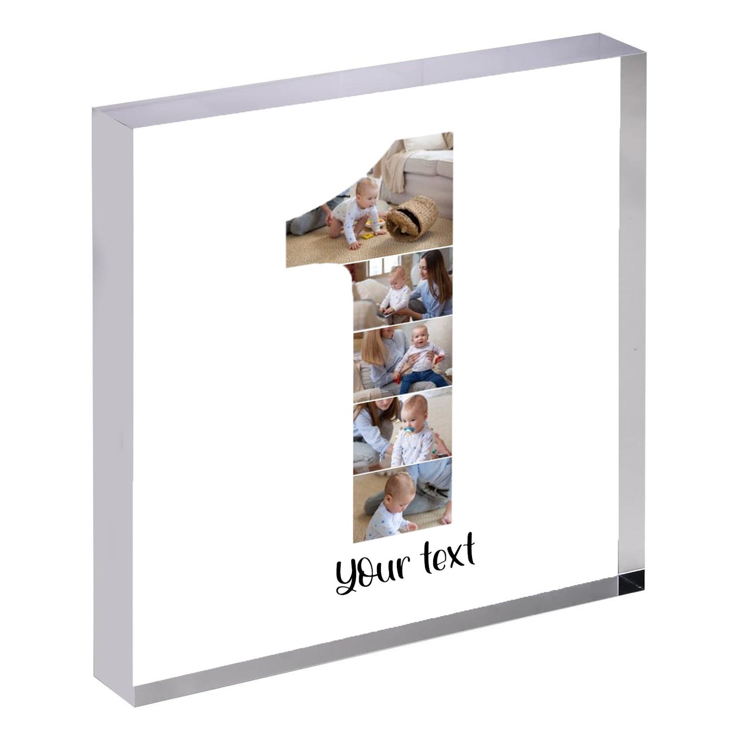 Personalised Number Photo Collage on Acrylic, Slate, Mug or Magnet (5 Photos) 1st BIRTHDAY