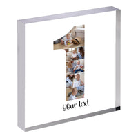 Personalised Number Photo Collage on Acrylic, Slate, Mug or Magnet (5 Photos) 1st BIRTHDAY