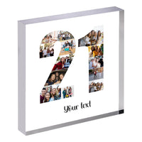 Personalised Number Photo Collage on Acrylic, Slate, Mug or Magnet (13 Photos) 21st BIRTHDAY