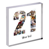 Personalised Number Photo Collage on Acrylic, Slate, Mug or Magnet (13 Photos) 21st BIRTHDAY
