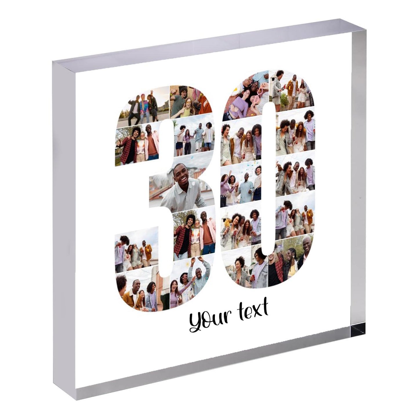 Personalised Number Photo Collage on Acrylic, Slate, Mug or Magnet (19 Photos) 30th BIRTHDAY