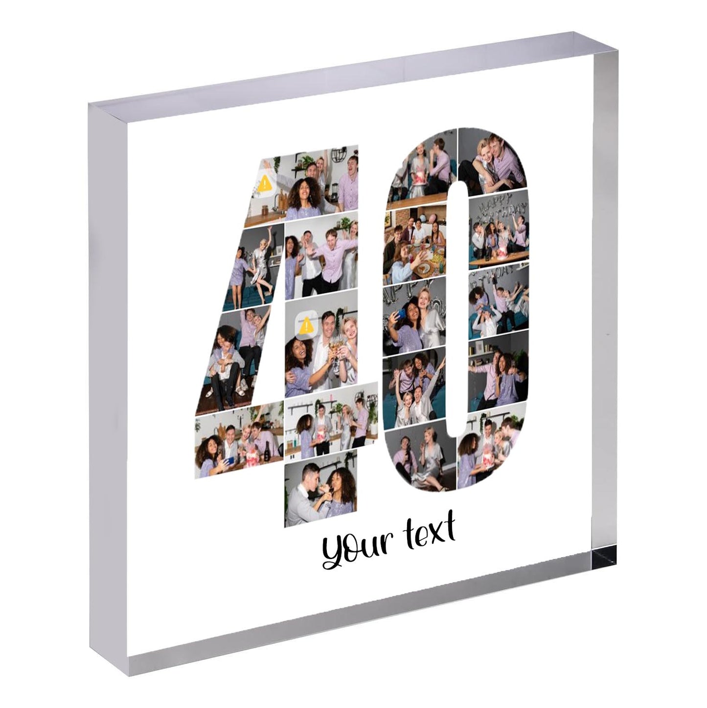 Personalised Number Photo Collage on Acrylic, Slate, Mug or Magnet (18 Photos) 40th BIRTHDAY