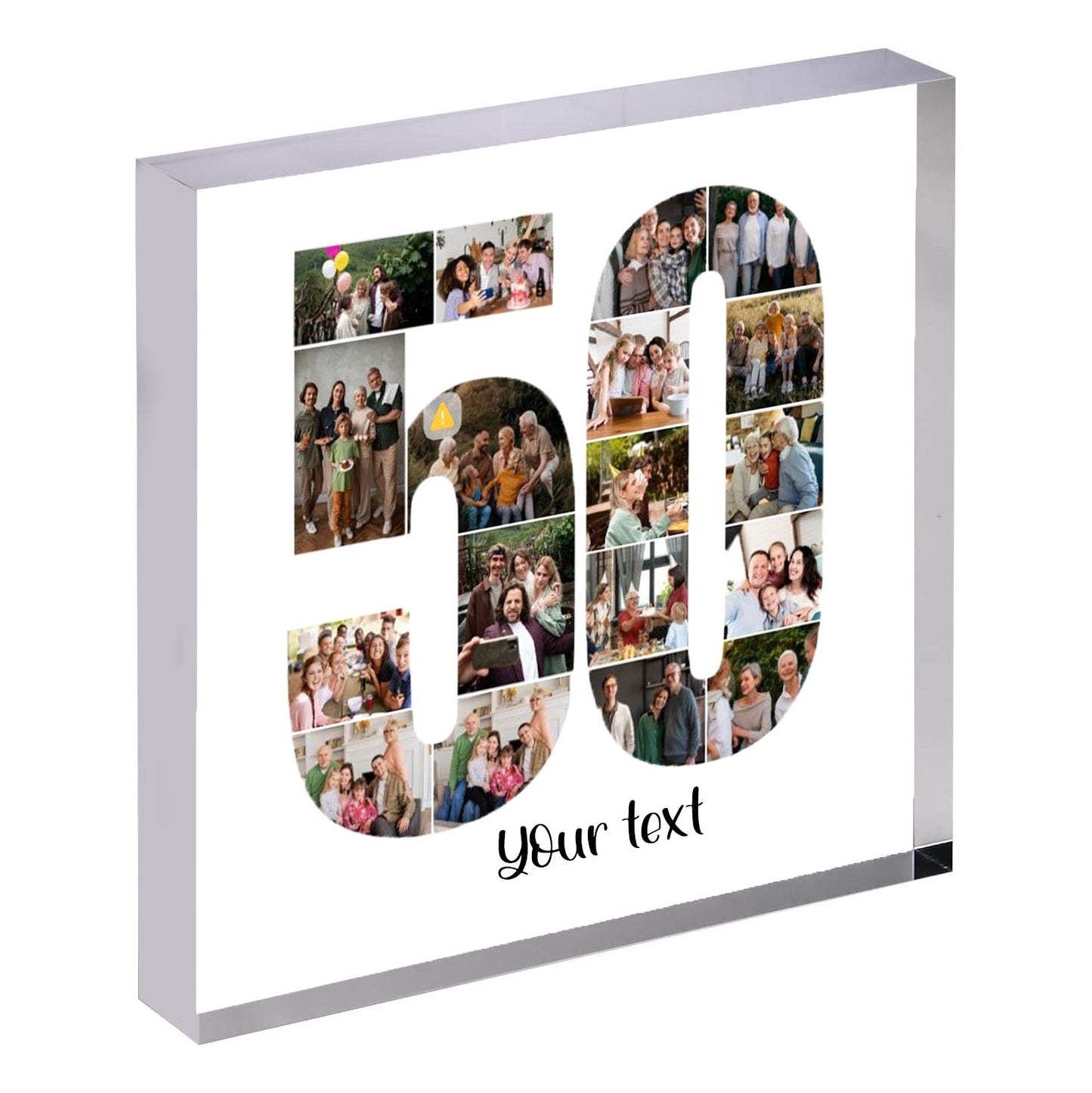 Personalised Number Photo Collage on Acrylic, Slate, Mug or Magnet (18 Photos) 50th BIRTHDAY