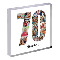 Personalised Number Photo Collage on Acrylic, Slate, Mug or Magnet (15 Photos) 70th BIRTHDAY