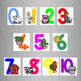 Farm Animal Theme Numbers Photo Fridge Magnets - (11 PER PACK)