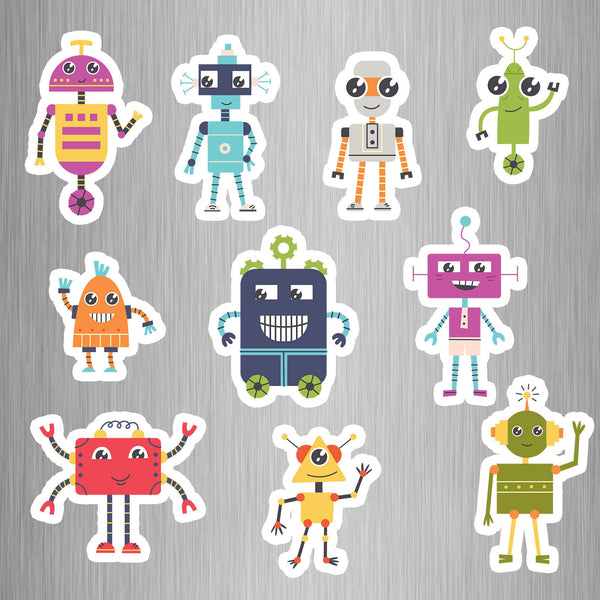 Robot Fridge Magnets - (10 PER PACK) (UK)