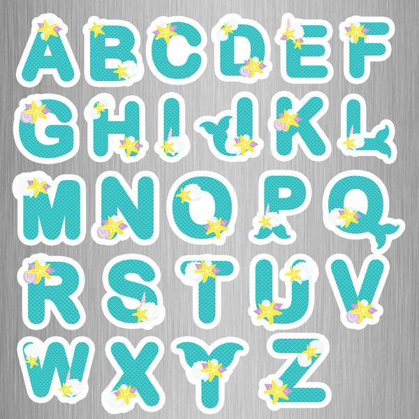 Mermaid Alphabet Fridge Magnets - (26 PER PACK)