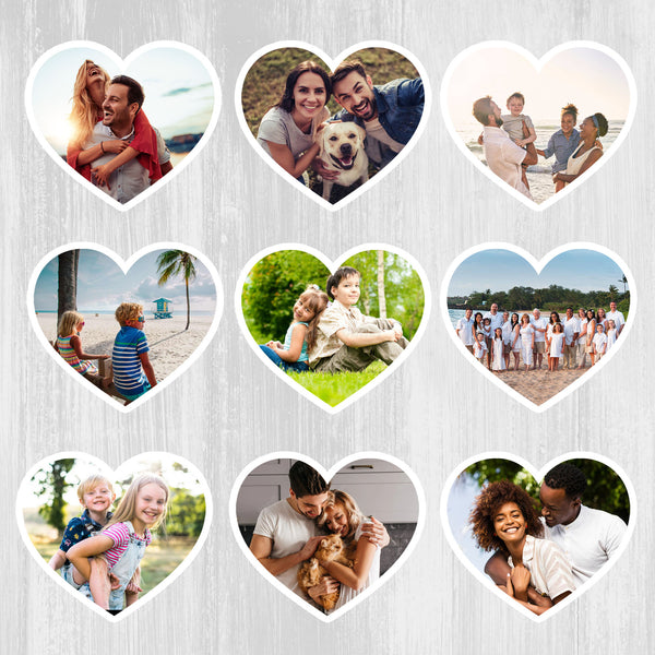 Heart Shaped Photo Fridge Magnets - personalised (9 PER PACK)