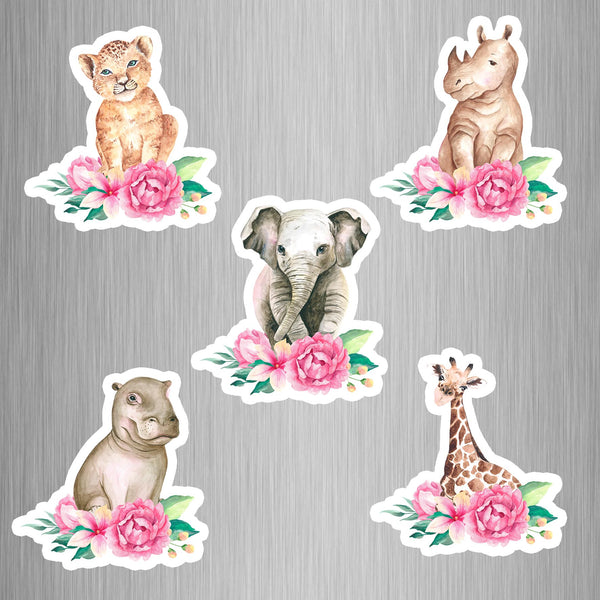 Watercolor Tropical Baby Animals Fridge Magnets - (5 PER PACK)