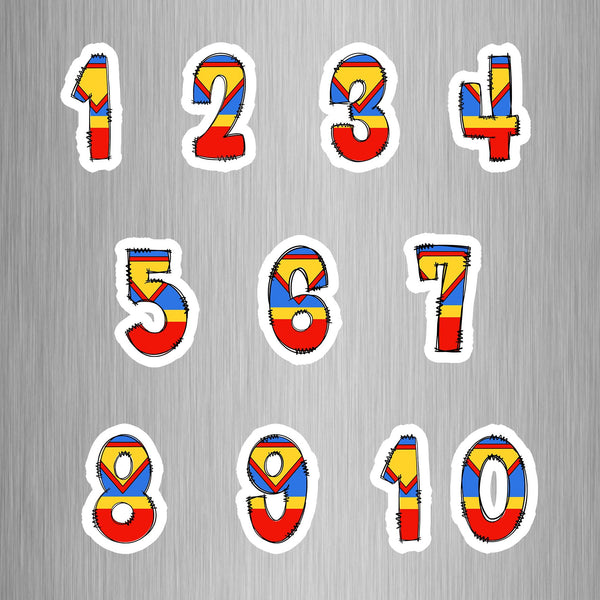 Superman Theme Numbers Photo Fridge Magnets - (11 PER PACK)