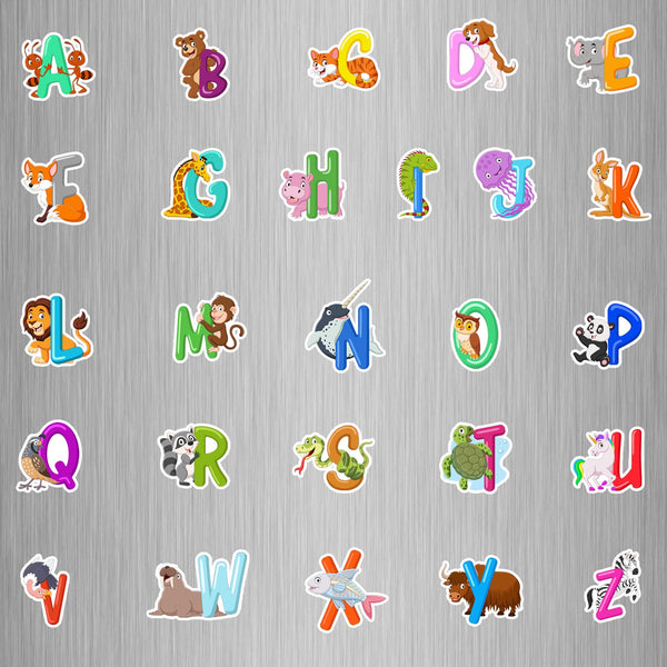 Cartoon Animals Alphabet Fridge Magnets - (26 PER PACK)
