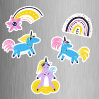 Rainbow Unicorn Fridge Magnets - (5 PER PACK)