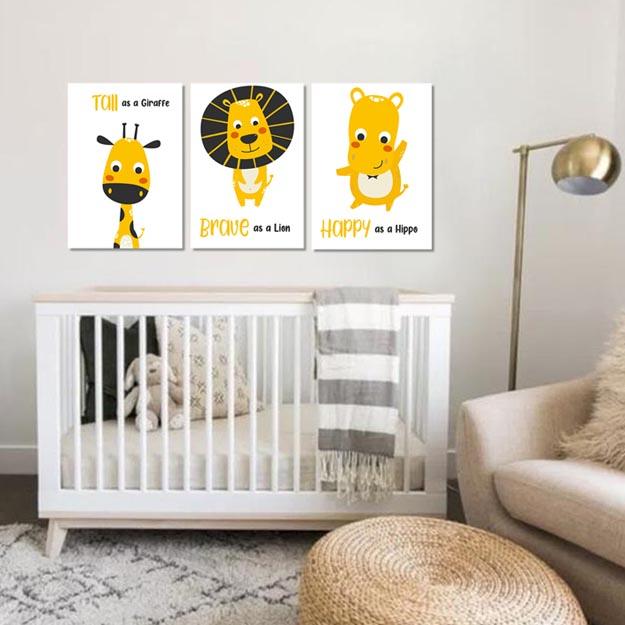 Set of 3 Unisex Brave Animals Canvas & More 