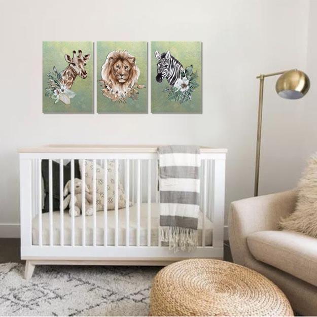 Unisex: Set of 3 - Wild Animal prints (2) Canvas & More 