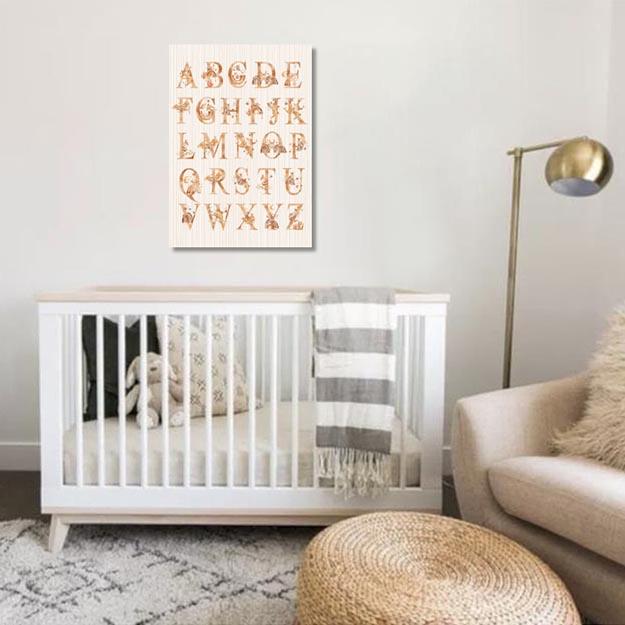 Unisex: Set of 1 - Watercolor-nursery-alphabet-print Canvas & More 