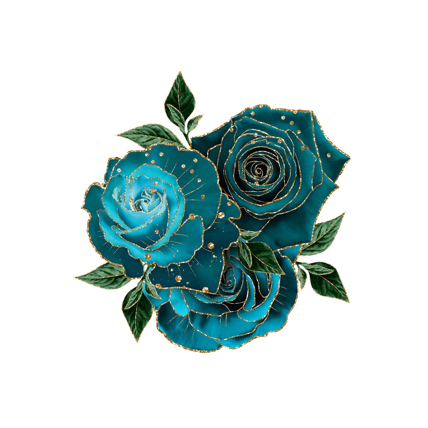 Teal and Gold Glam Roses