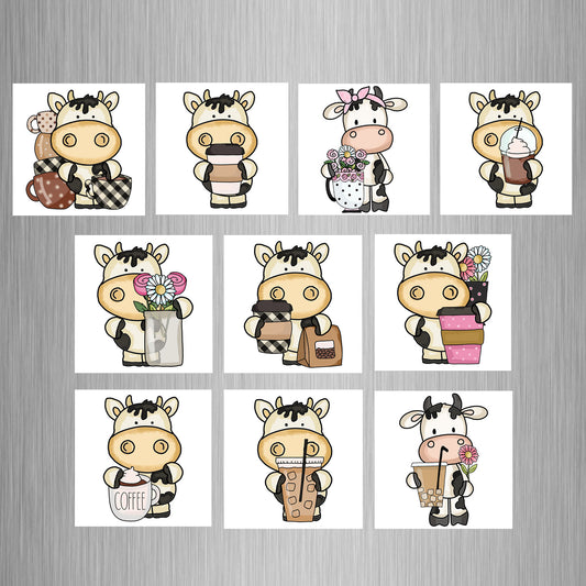 Cow (4) Fridge Magnets - (10 PER PACK)