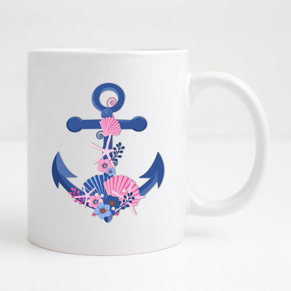 Anchor With Shells and flowers Mug