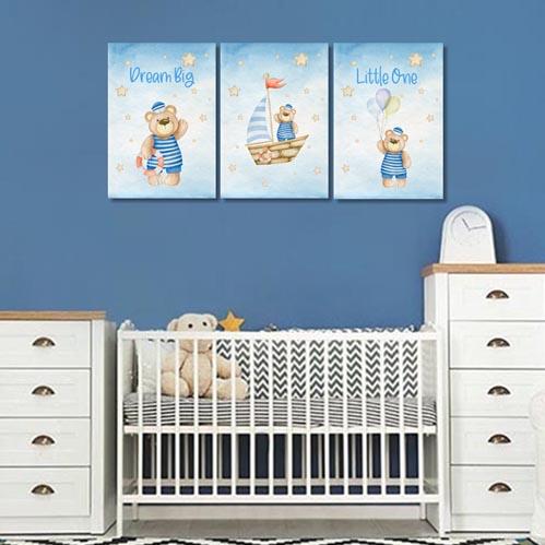 Boys: Set of 3 - Dream Big Sailor Bear Canvas & More 