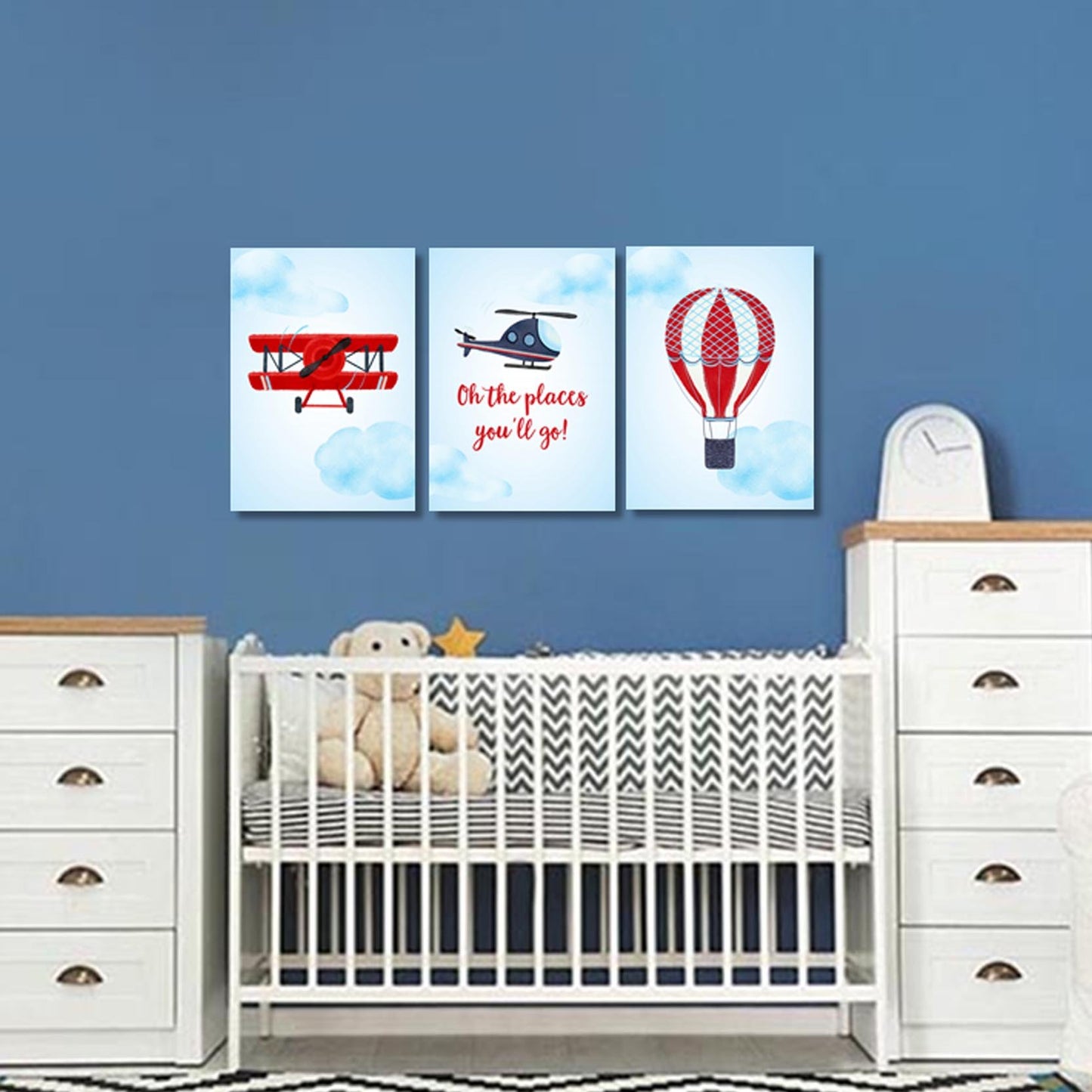 Boys: Set of 3 - Oh the places you'll go Canvas & More 