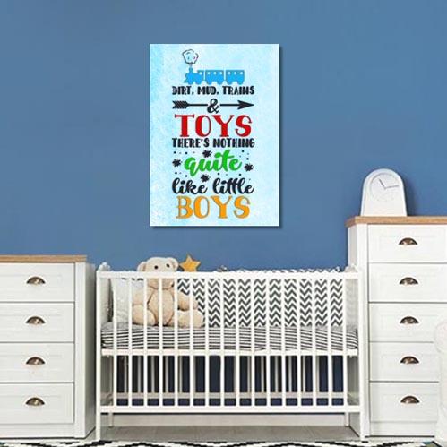 Boys: Set of 1 - Dirt, Mud, Trains Canvas & More 