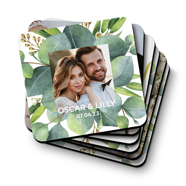 Personalized Coasters - Square Wooden (MDF) Sets (UK)
