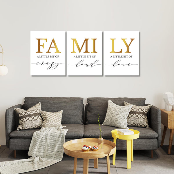 Wall art quote: Family - A little bit of crazy - loud- love Canvas & More 