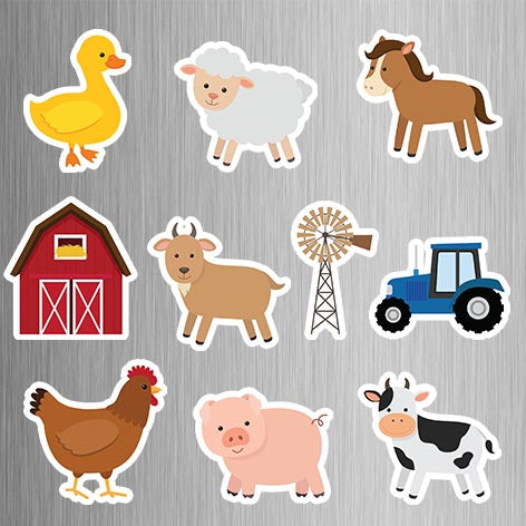 Farm Animals Photo Fridge Magnets - (10 PER PACK)
