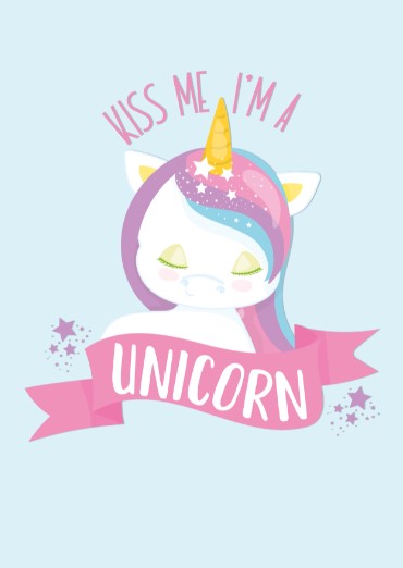 Girls: Set of 1 - Kiss me, I'm a unicorn