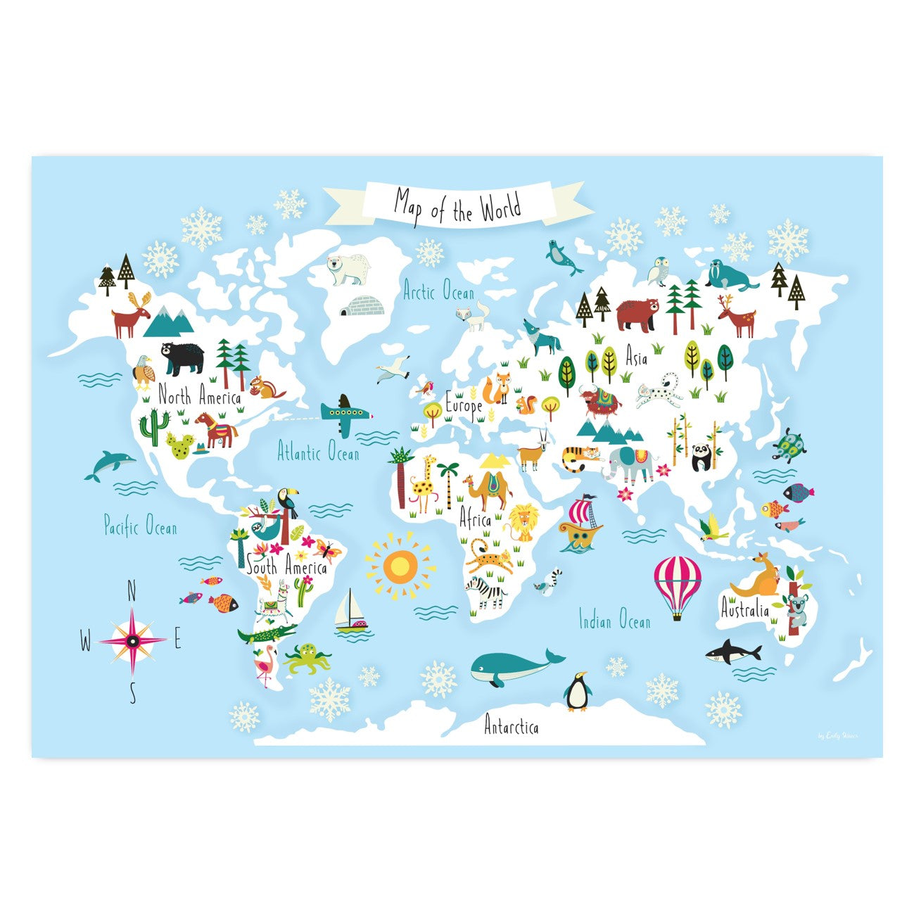 Kids World Map Fridge Magnet (A3) – Canvas & More
