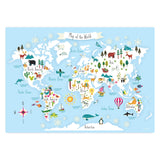 Kids World Map Vinyl Decal (A3)