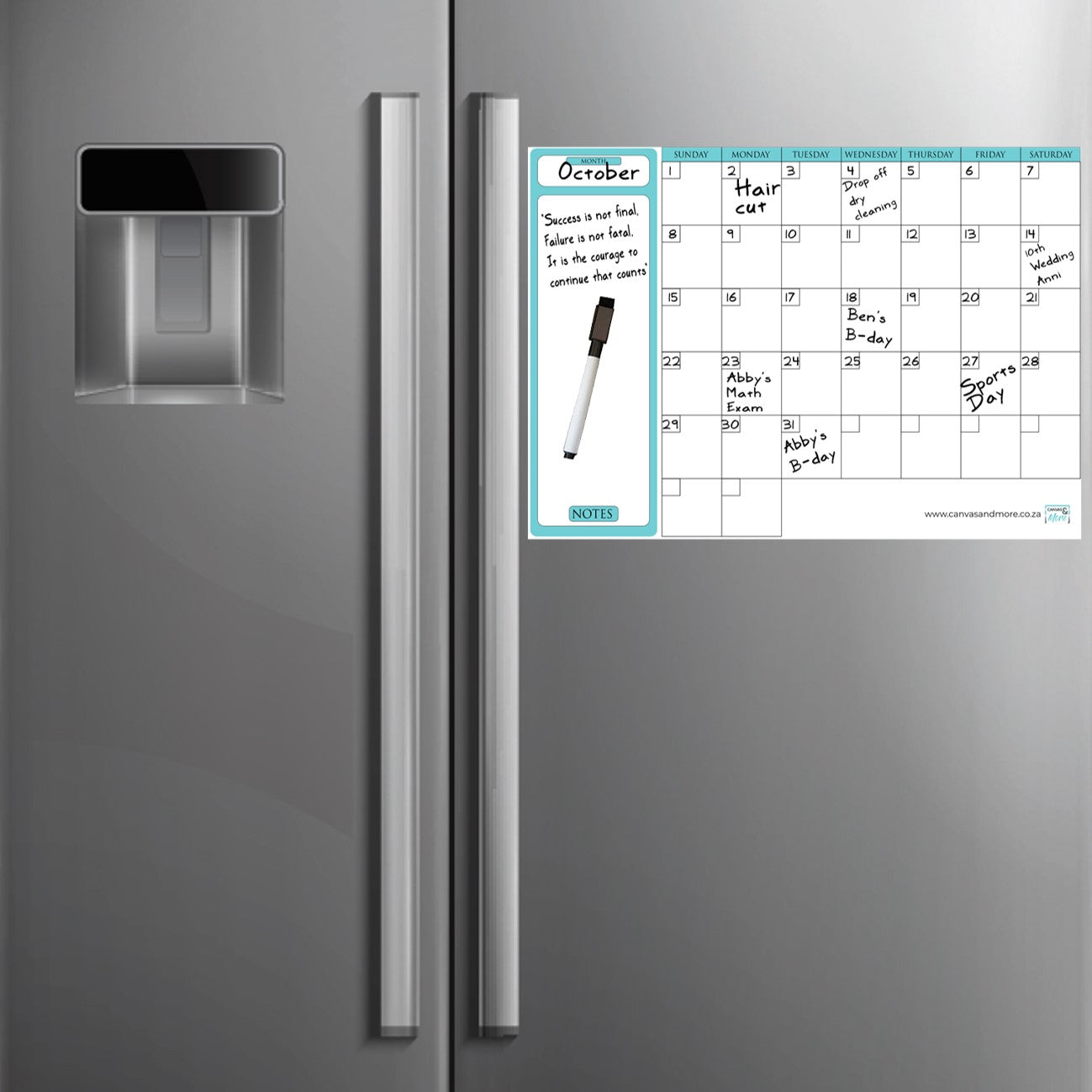 Large Write ‘n Wipe Magnetic Fridge Monthly Planner Calendar with 3-in-1 Marker