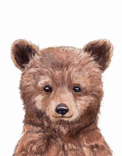 Unisex: Set of 1 - Watercolor Baby Bear Canvas & More 