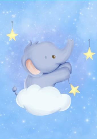 Boys: Set of 3 - Baby elephant on the moon Canvas & More 