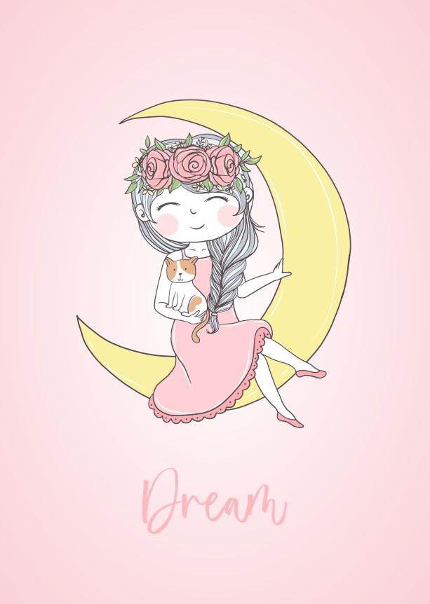 Girls: Set of 3 - Cute Girl Wall Art (1) Canvas & More 