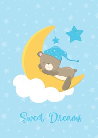 Boys: Set of 3 - Sleepy Baby Boy Bear Canvas & More 