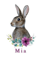 Girls:  Set of 1 - Watercolor flower Bunny (1)