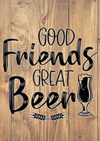 Wall Art Quote: Good Friends Great Beer Canvas & More A4 Wood Background 