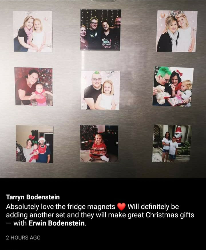 Square Photo Fridge Magnets - personalised (9 PER PACK) MEDIUM -6cm x 6cm