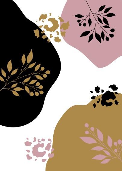 Set of 3 - Abstract floral blush gold Canvas & More 